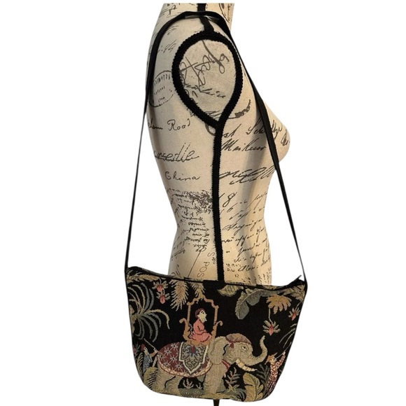 Doodle Bags Purse Made In Florida Tapestry Elephant Monkey Floral Black Hand Bag - Picture 1 of 16